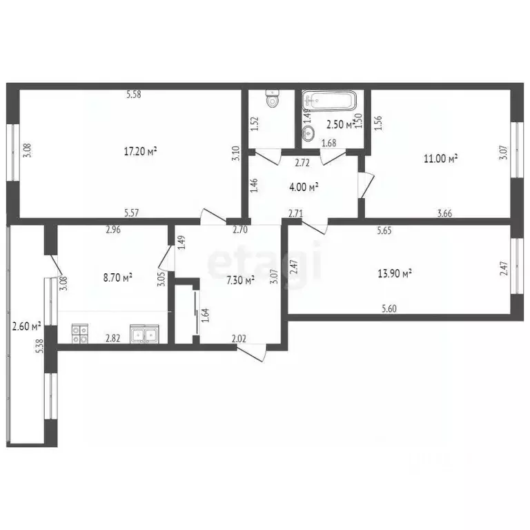 3-к кв. Тамбовская область, Тамбов Весенняя ул., 20 (66.9 м) - Фото 2