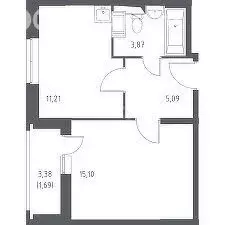 1-комнатная квартира: Тольятти, улица Александра Кудашева, 96 (38.1 м) - Фото 1
