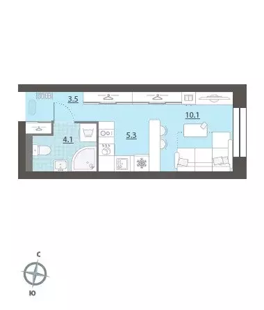 Квартира-студия: Екатеринбург, жилой район Центральный, жилой комплекс ... - Фото 1