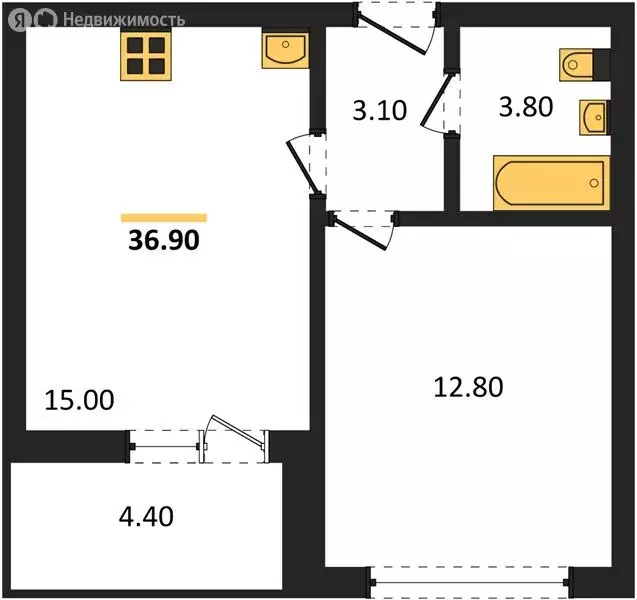 1-комнатная квартира: Воронеж, проспект Труда, 93к4 (36.3 м) - Фото 1
