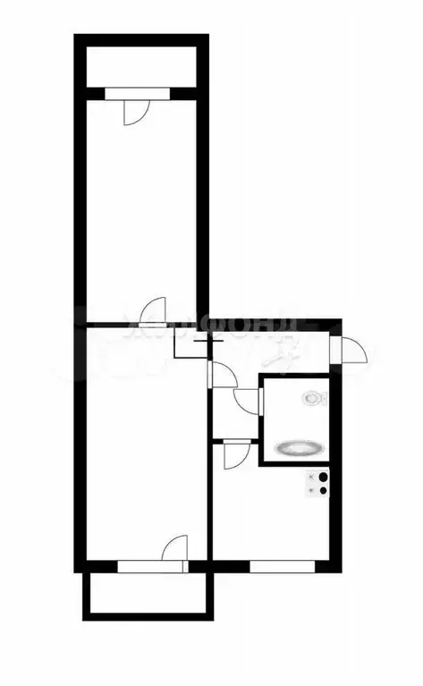 2-к. квартира, 44,3 м, 5/5 эт. - Фото 0