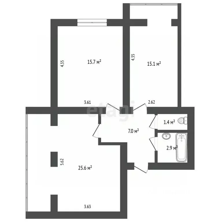 2-к кв. Севастополь ул. Вакуленчука, 26 (67.7 м) - Фото 1
