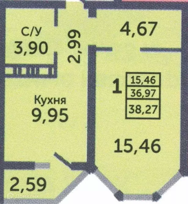 Продаётся 1-к квартира, 38 м - Фото 1