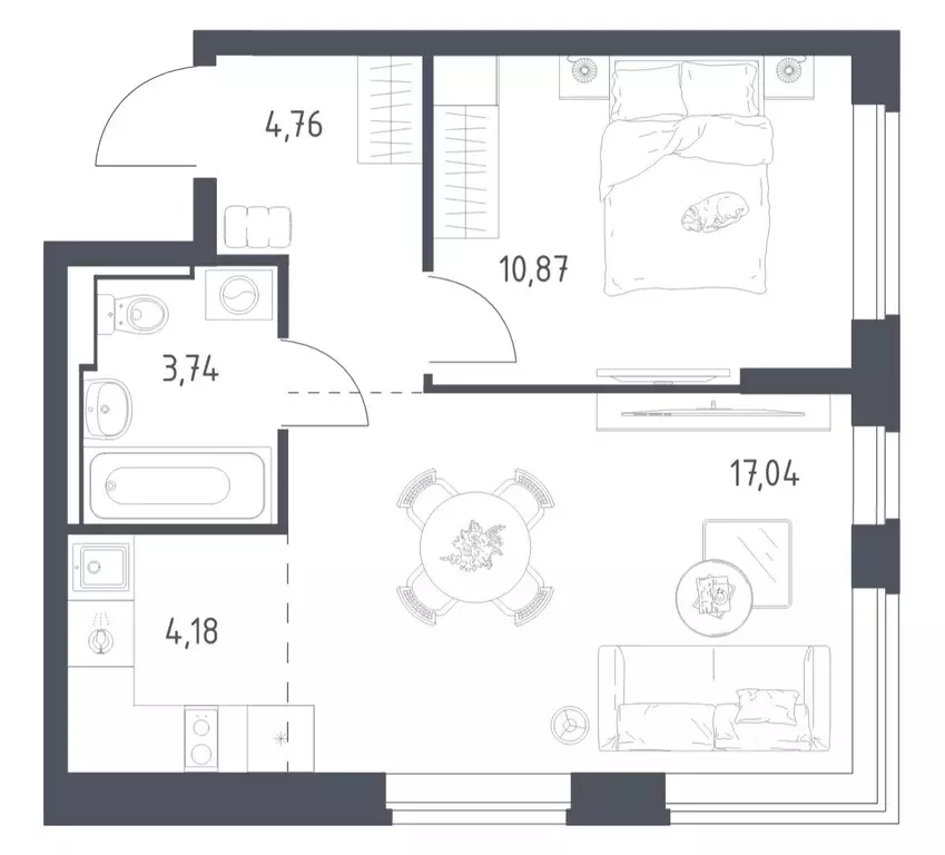 1-к кв. Московская область, Ленинский городской округ, д. Калиновка ... - Фото 1
