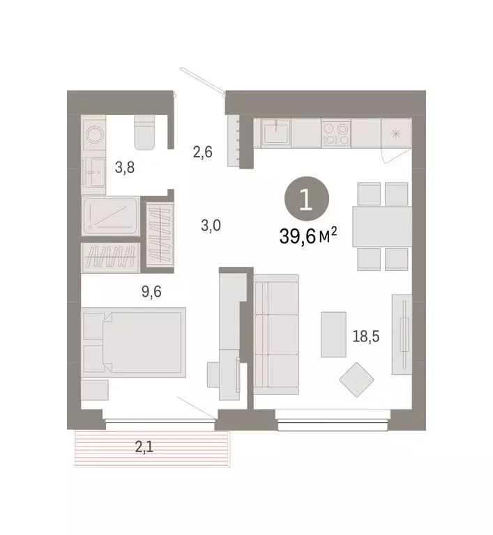 1-комнатная квартира: Новосибирск, квартал Лебедевский, 1/3 (39.6 м) - Фото 1