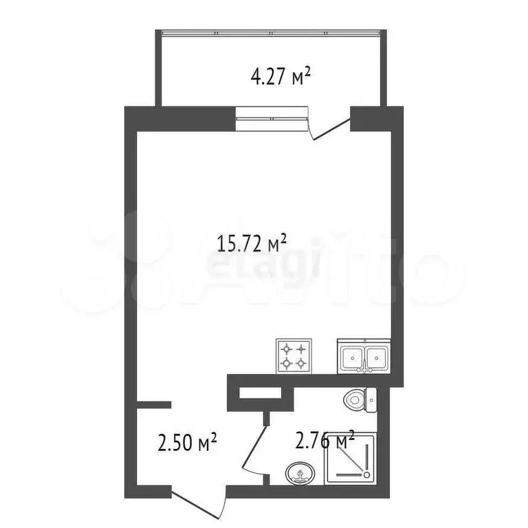 квартира-студия, 20,8 м, 4/12 эт. - Фото 0