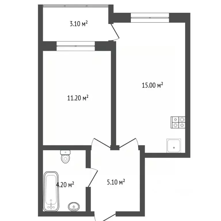 1-к кв. Тюменская область, Тюмень ул. Сергея Свиридова, 5 (36.2 м) - Фото 2