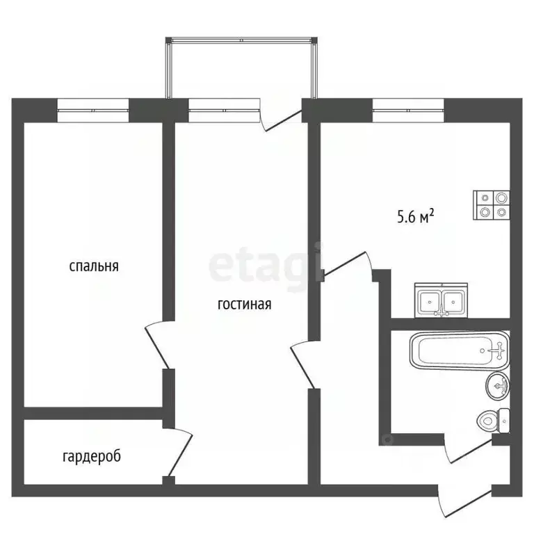 2-к кв. Орловская область, Орел Красноармейская ул., 3 (43.0 м) - Фото 1