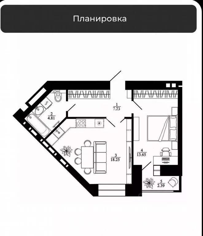 1-к кв. Липецкая область, Липецк ул. Е.И. Замятина, 4 (47.0 м) - Фото 1