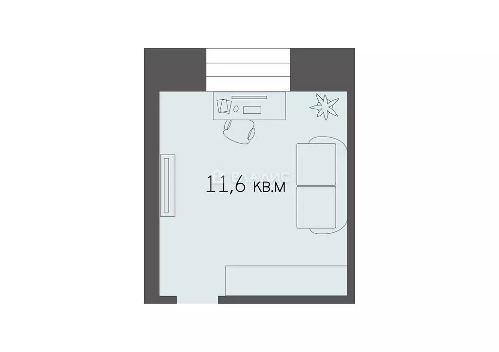 1к в 4-комнатной квартире (11.6 м) - Фото 1