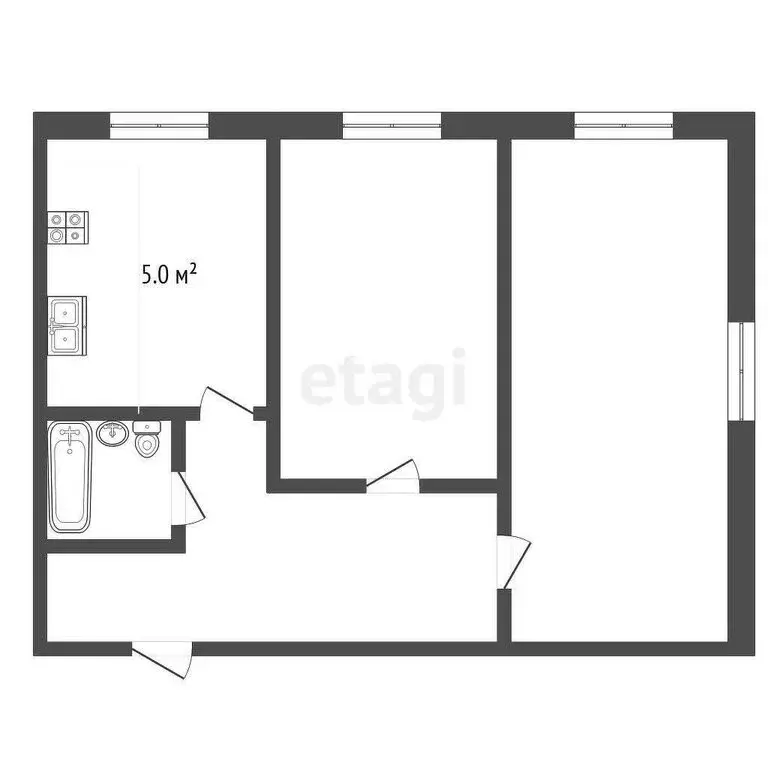 2-комнатная квартира: Томск, улица Олега Кошевого, 44А (37.1 м) - Фото 1