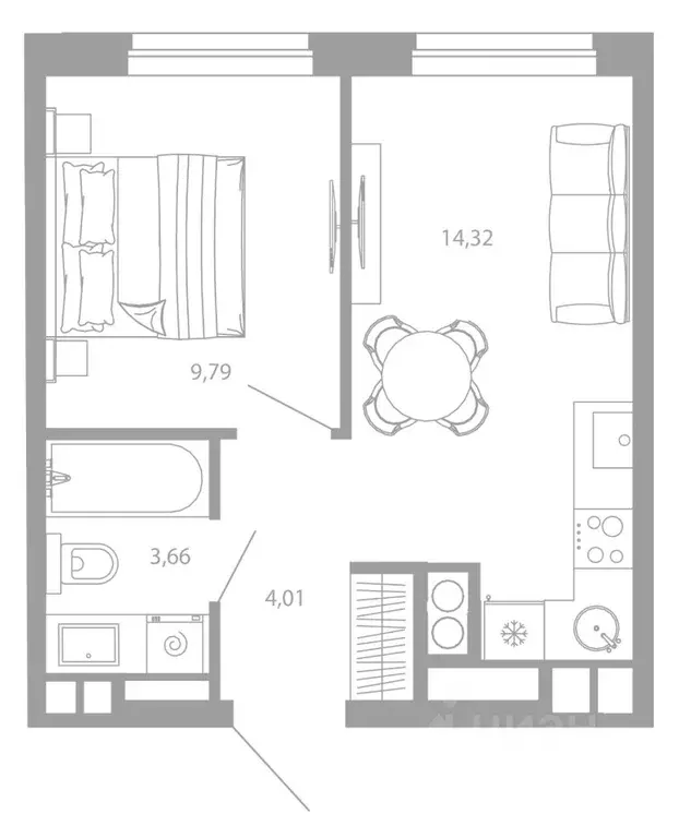 1-к кв. Астраханская область, Астрахань ул. Николая Островского, 148/1 ... - Фото 1
