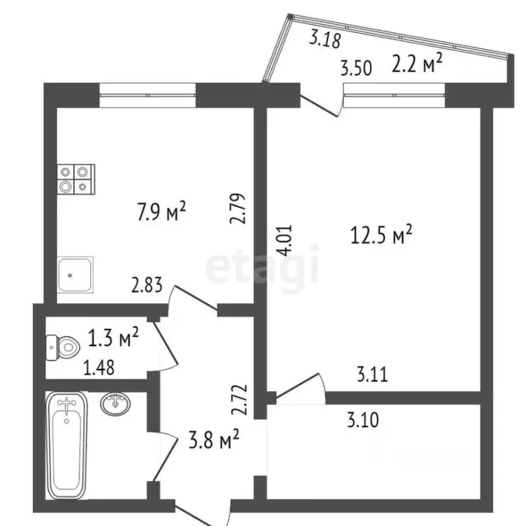 1-к кв. Самарская область, Самара Ташкентская ул., 126 (31.7 м) - Фото 1