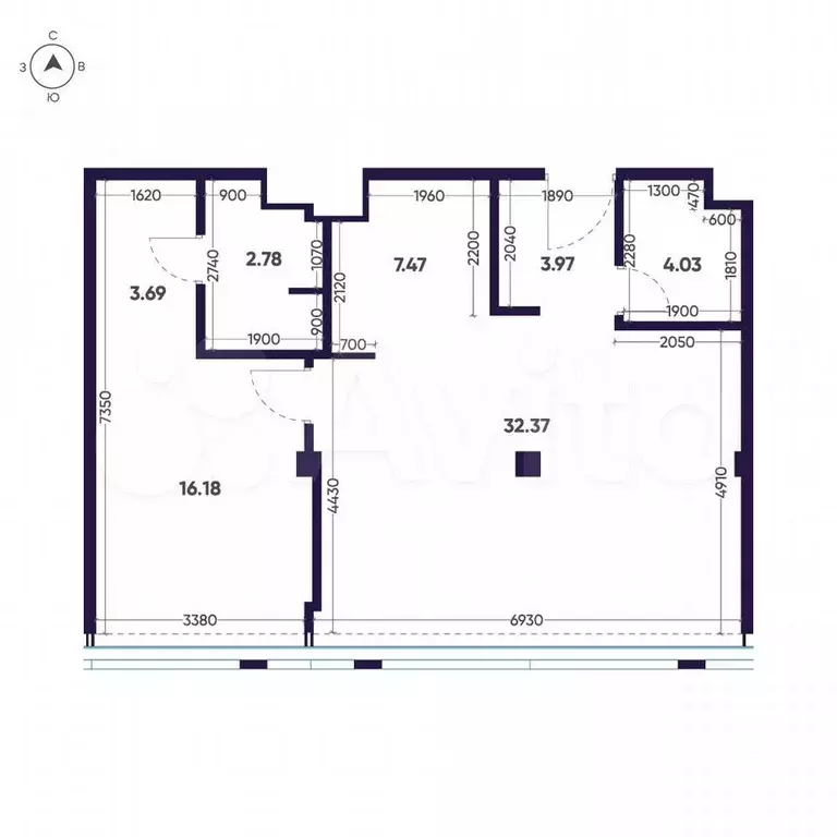 2-к. квартира, 73,5 м, 11/12 эт. - Фото 1