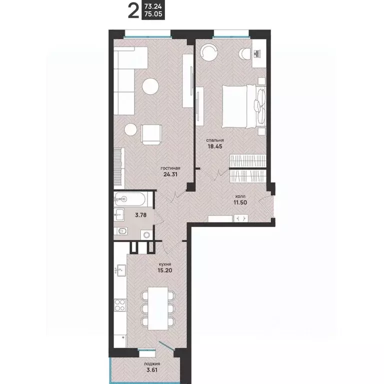 2-к кв. Архангельская область, Архангельск ул. Свободы, 16 (75.05 м) - Фото 2