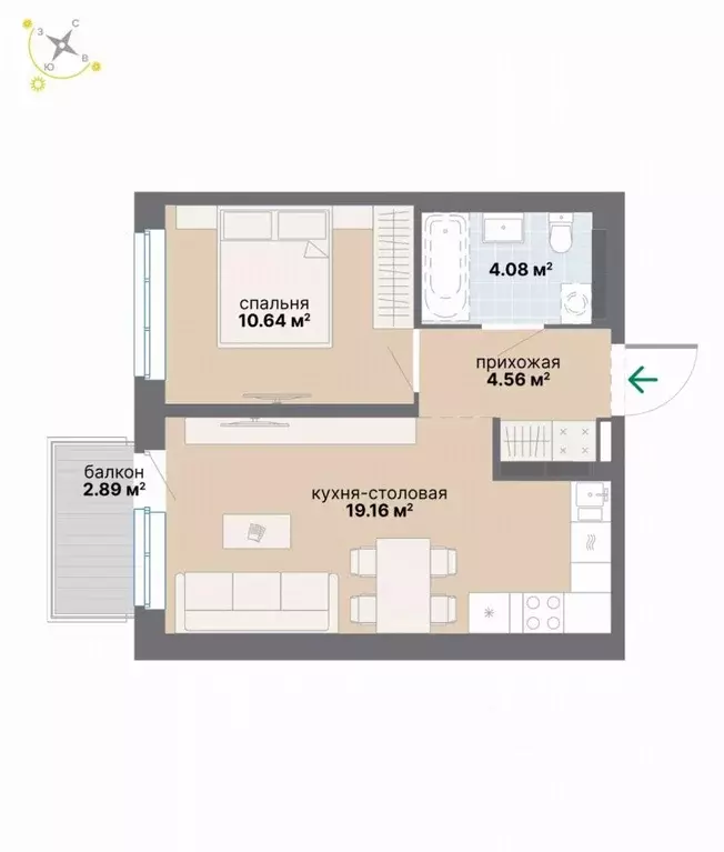 1-к кв. Свердловская область, Екатеринбург Эльмаш жилрайон,  (41.33 м) - Фото 1