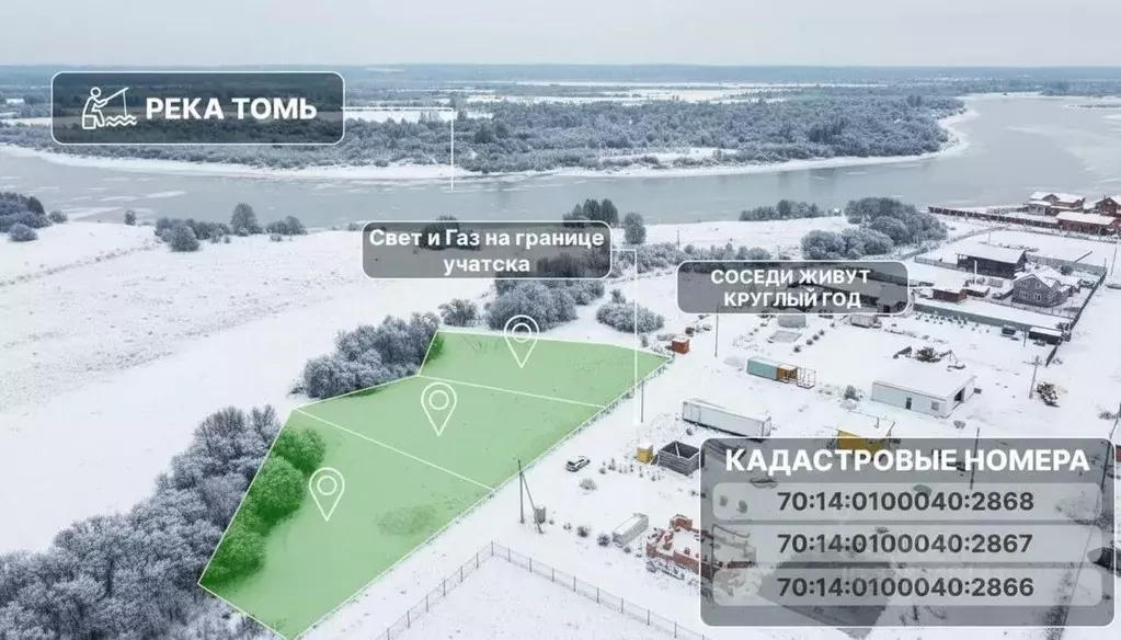 Участок в Томская область, Томский район, Калтайское с/пос, Береговое ... - Фото 1