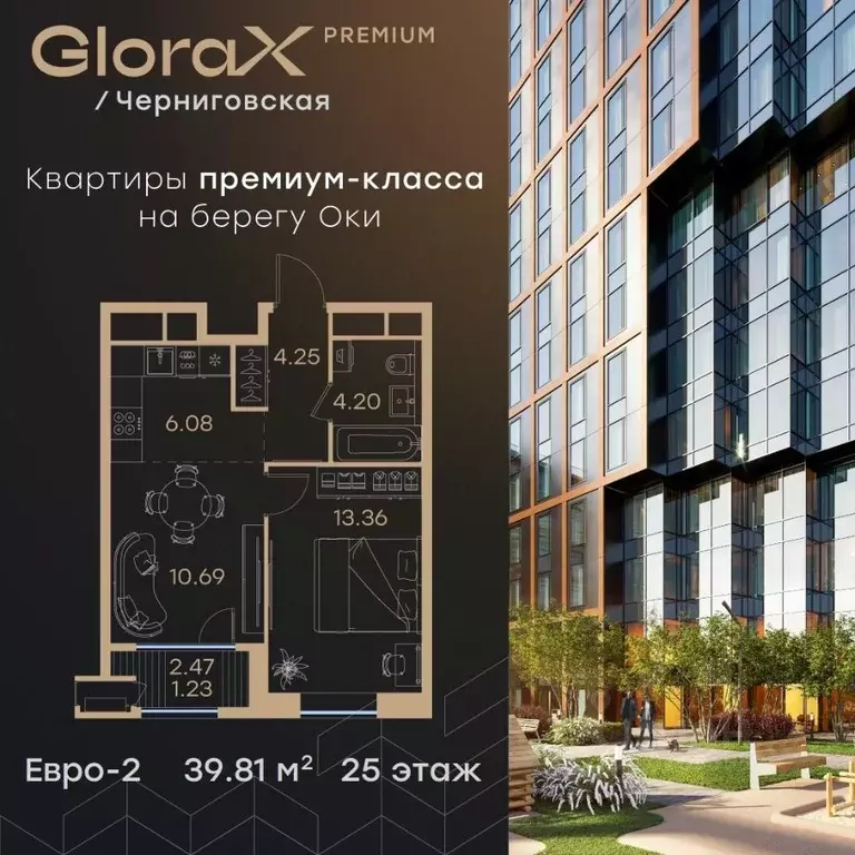 1-к кв. Нижегородская область, Нижний Новгород Глоракс Премиум ... - Фото 0