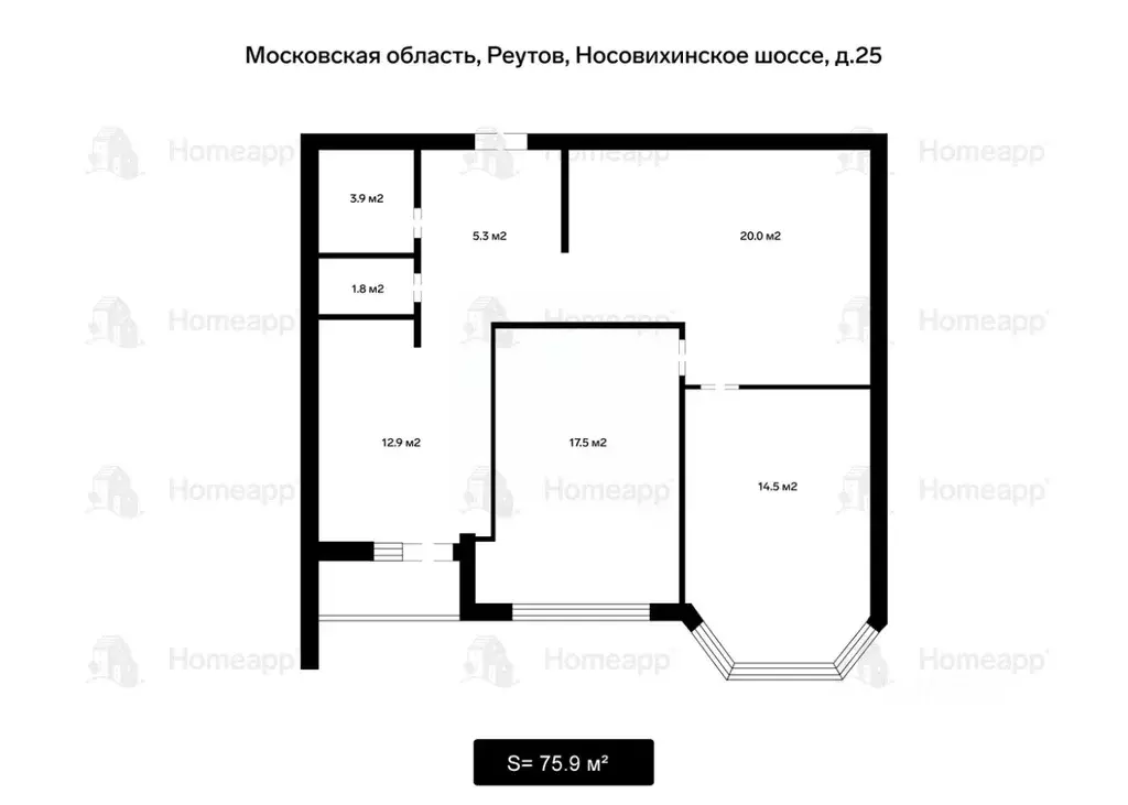 3-к кв. Московская область, Реутов Носовихинское ш., 25 (75.9 м) - Фото 2