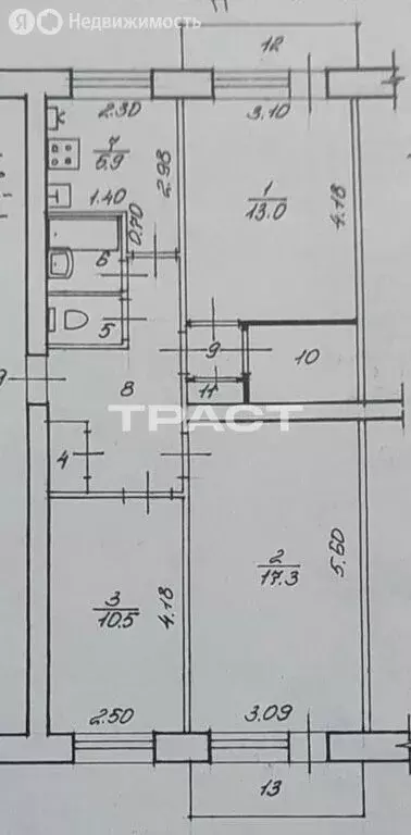 3-комнатная квартира: Воронеж, улица Старых Большевиков, 98 (61.7 м) - Фото 1