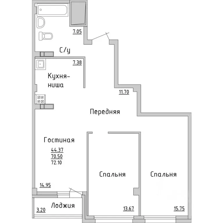 3-к кв. Татарстан, Набережные Челны Сармановский тракт, 27А (71.9 м) - Фото 0