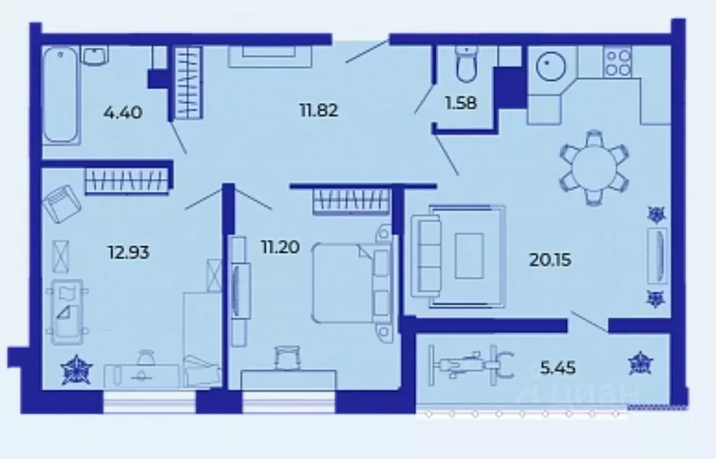 2-к кв. Брянская область, Брянск ул. Имени О.С. Визнюка, 18 (67.1 м) - Фото 0