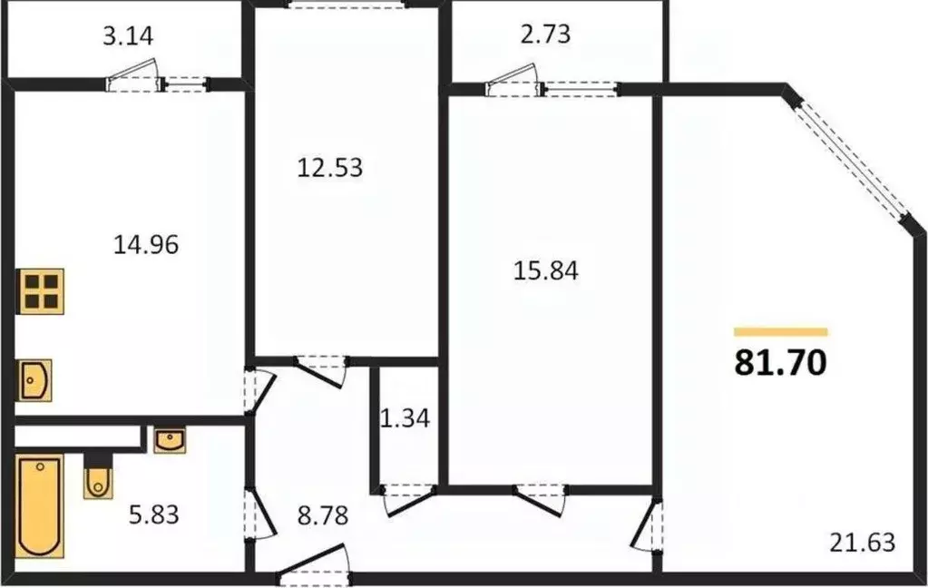 3-к кв. Самарская область, Самара ул. Советской Армии, 91 (81.7 м) - Фото 2
