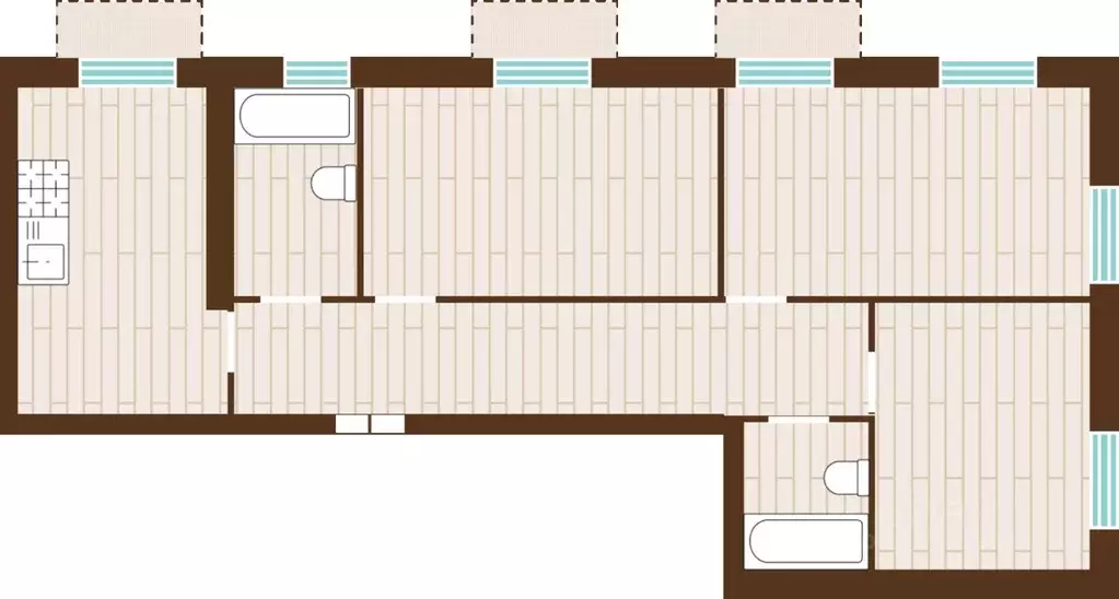 3-к кв. Калининградская область, Гурьевский муниципальный округ, пос. ... - Фото 1