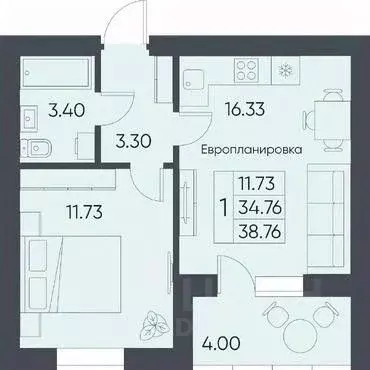 1-к кв. Саратовская область, Татищево рп ул. Михайловская, 13 (38.76 ... - Фото 0