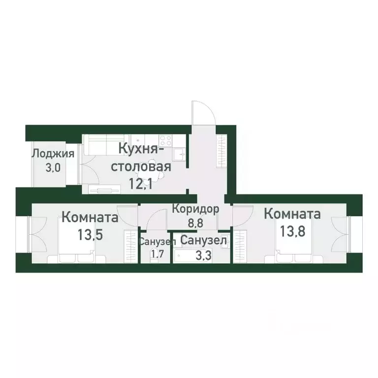 2-к кв. Свердловская область, Екатеринбург Академический мкр, 45-й ... - Фото 0