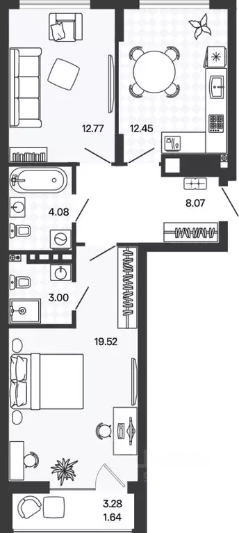 2-к кв. Калининградская область, Гурьевский муниципальный округ, пос. ... - Фото 1