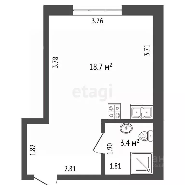 Студия Ростовская область, Ростов-на-Дону ул. Мечникова, 130/1 (22.0 ... - Фото 1