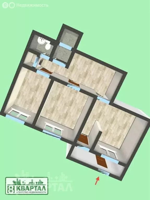 3-комнатная квартира: Геленджик, микрорайон Южный, улица Маяковского, ... - Фото 2