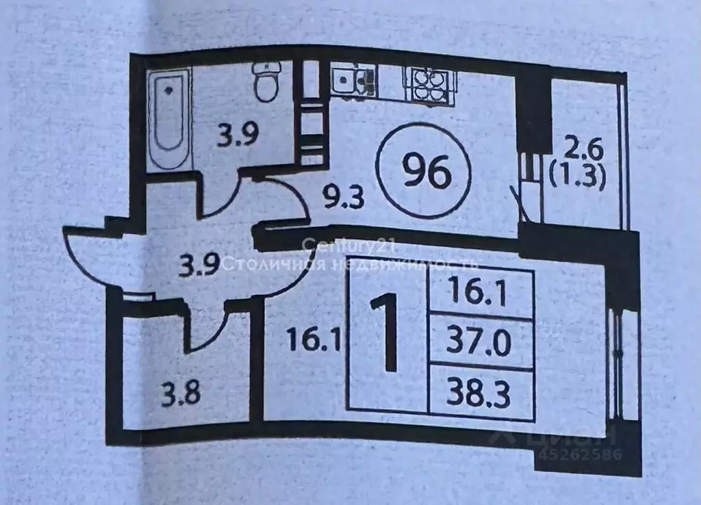 1-к кв. Московская область, Домодедово Авиационный мкр, ул. ... - Фото 2