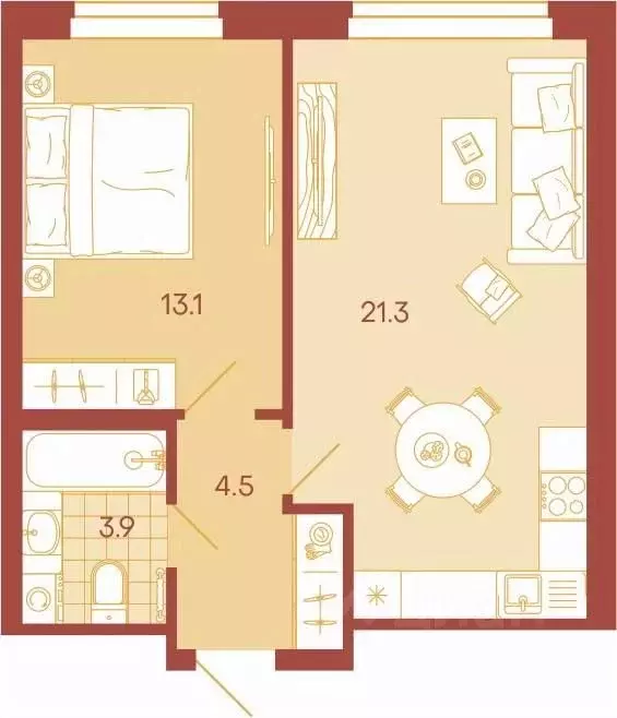 2-к кв. Пензенская область, Пенза ул. Минская, 25 (42.8 м) - Фото 0