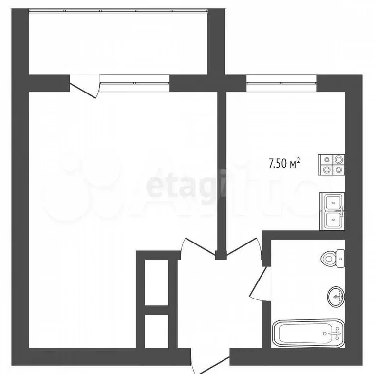 1-к. квартира, 31,6 м, 4/5 эт. - Фото 0