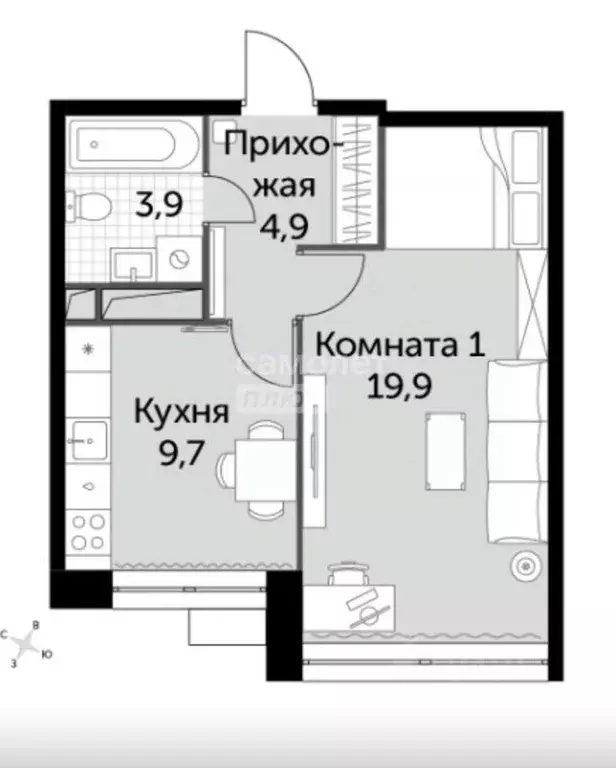 1-к кв. Московская область, Мытищи городской округ, пос. Нагорное ... - Фото 2