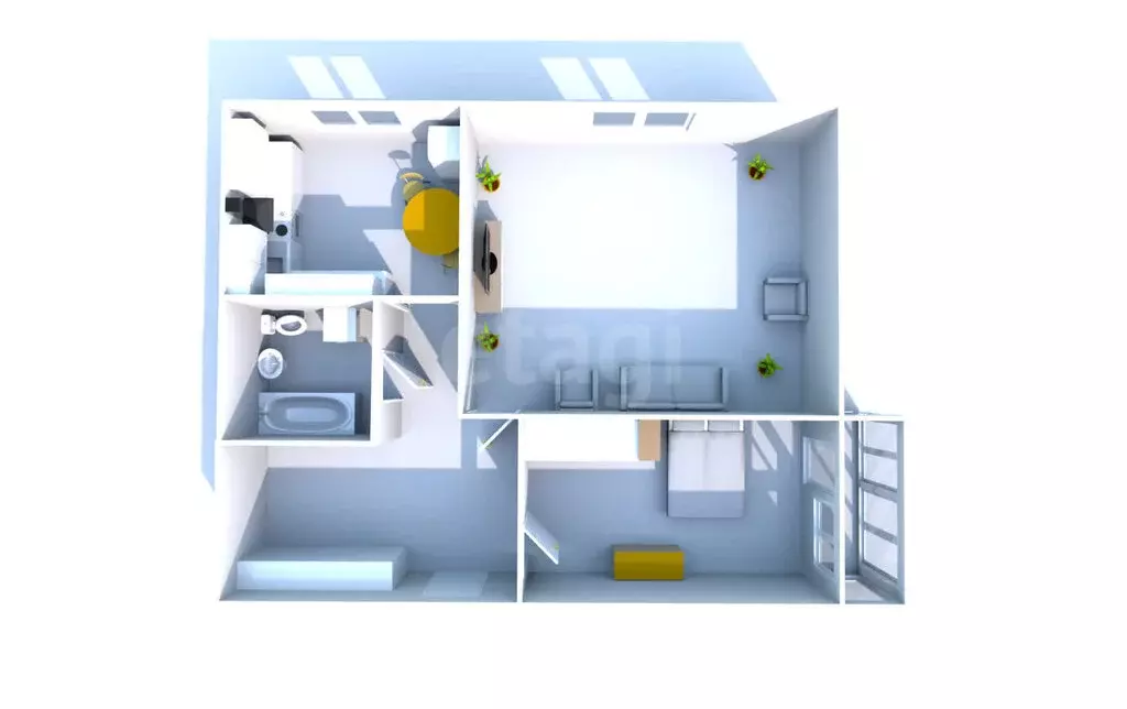 2-комнатная квартира: Долинск, Октябрьская улица, 5 (42 м) - Фото 1