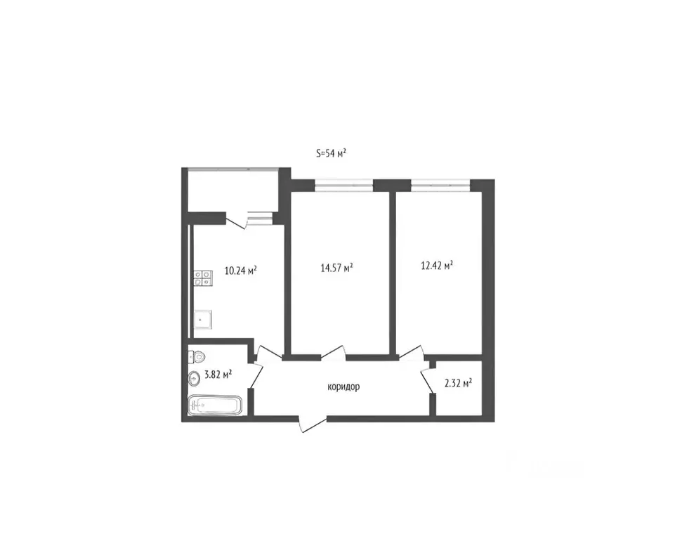 2-к кв. Калининградская область, Калининград Суздальская ул., 13 (56.8 ... - Фото 2