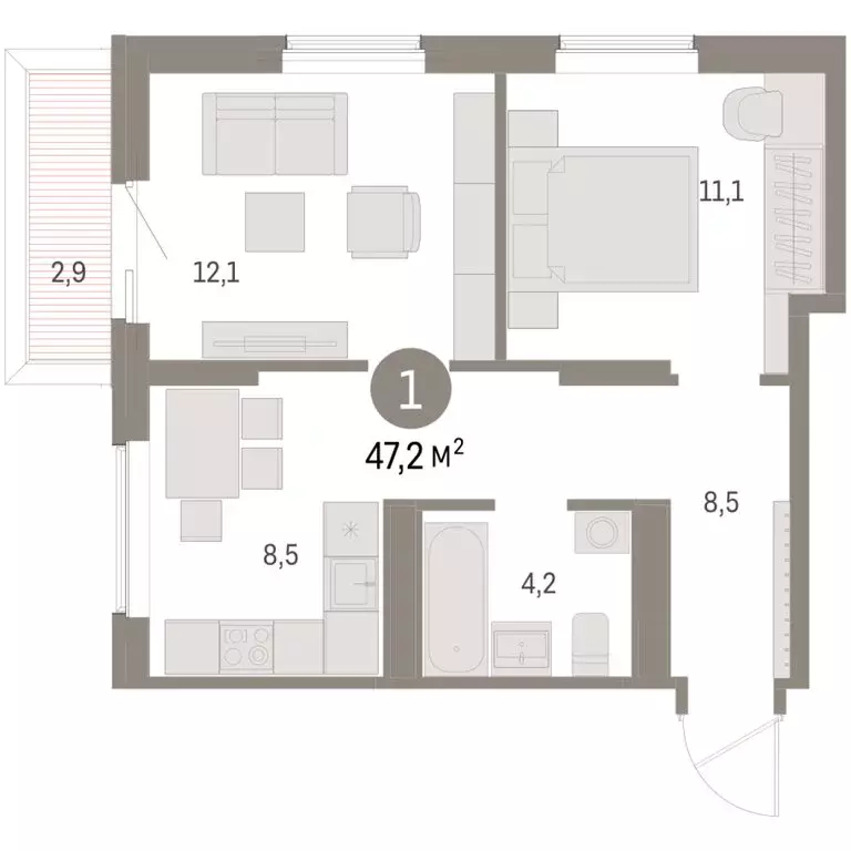 2-комнатная квартира: Курган, жилой район Центральный, ЖК Дом Кино ... - Фото 2