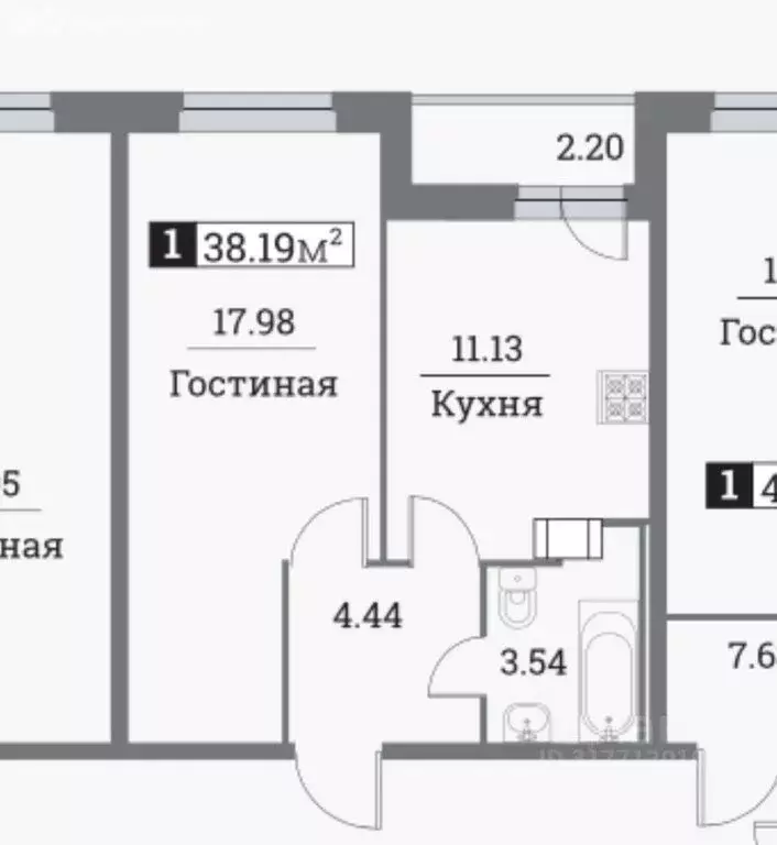 1-комнатная квартира: Мурино, улица Шувалова, 2 (37.8 м) - Фото 0