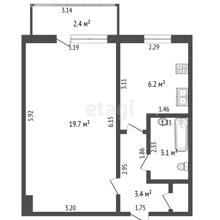 1-комнатная квартира: Стерлитамак, улица Худайбердина, 38 (34.4 м) - Фото 1