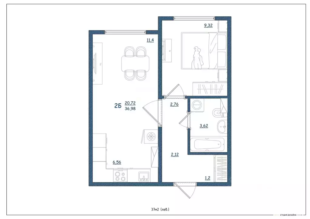 2-к кв. Тверская область, Тверь ул. Левитана, 93А (37.0 м) - Фото 2