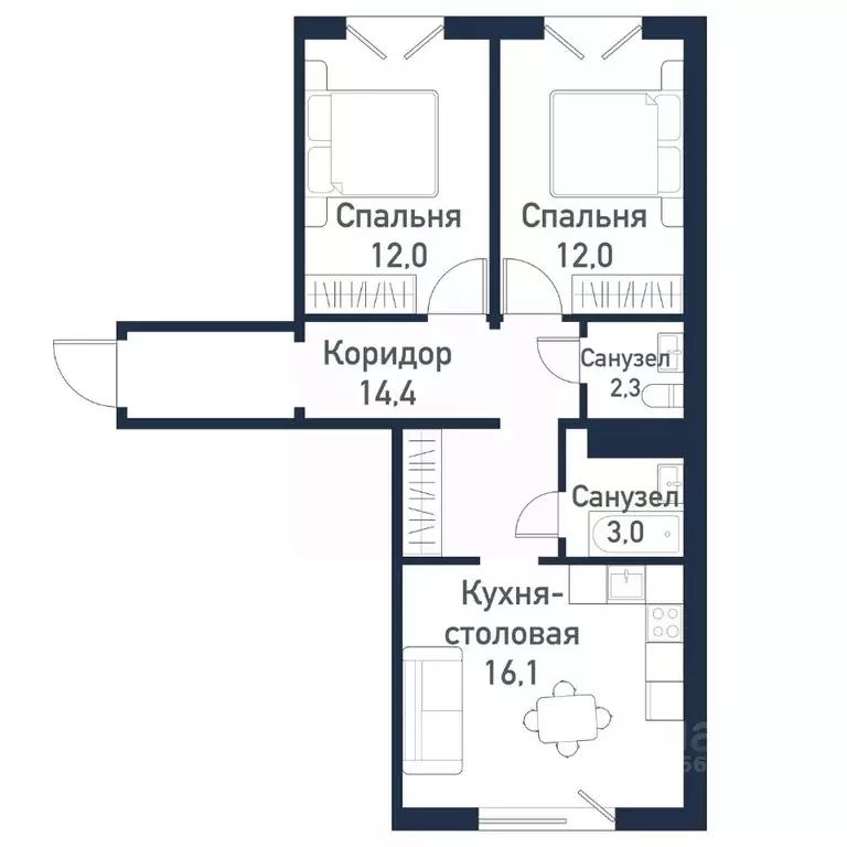 2-к кв. Челябинская область, Челябинский городской округ, пос. ... - Фото 0