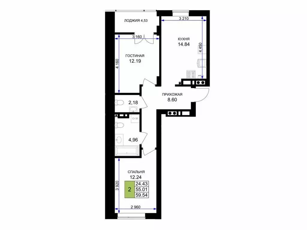 2-комнатная квартира: Гурьевск, улица Героя России Катериничева, 2к4 ... - Фото 1