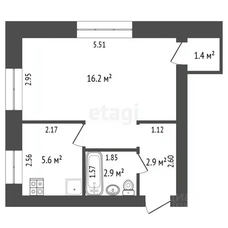 1-к кв. Саха (Якутия), Якутск ул. Орджоникидзе, 7 (31.6 м) - Фото 2