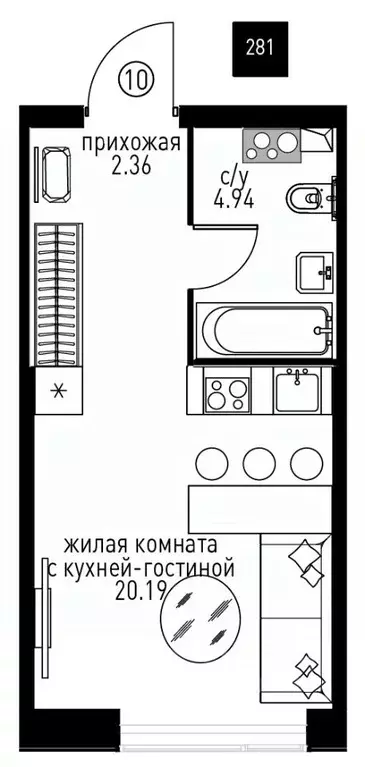 Студия Москва Инноватор жилой комплекс, кА (27.05 м) - Фото 0