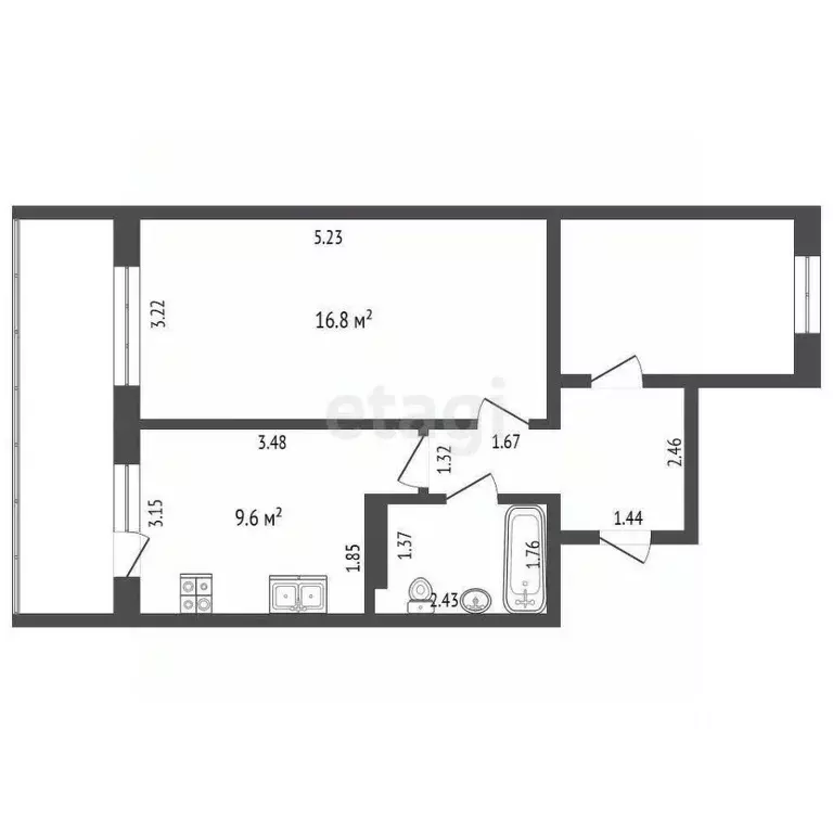 2-к кв. Кемеровская область, Кемерово ул. 2-я Заречная, 11 (50.0 м) - Фото 2
