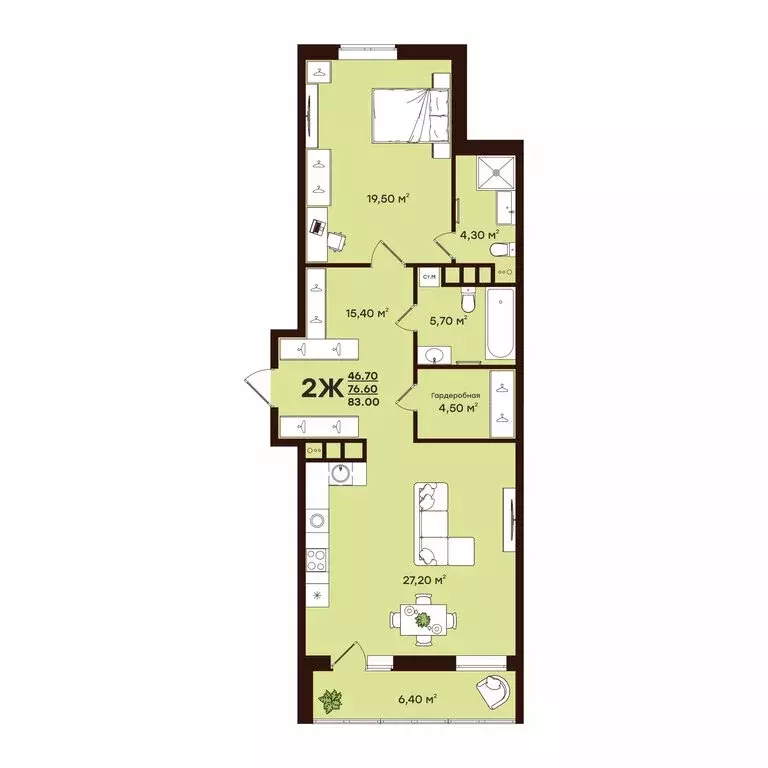 2-комнатная квартира: Владимир, улица Чайковского, 7 (83 м) - Фото 0