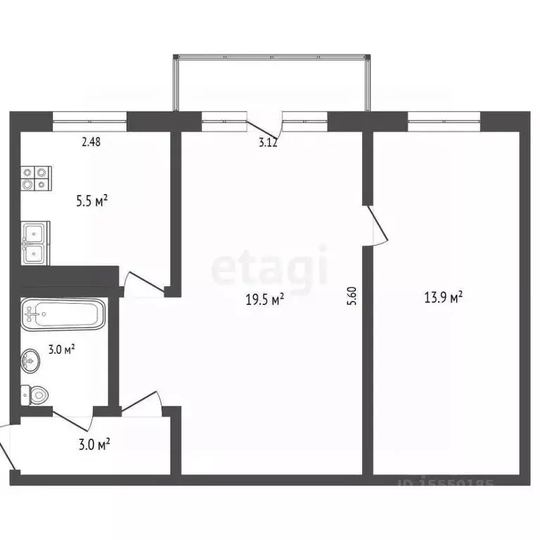 2-к кв. Самарская область, Самара Воронежская ул., 238 (46.1 м) - Фото 1